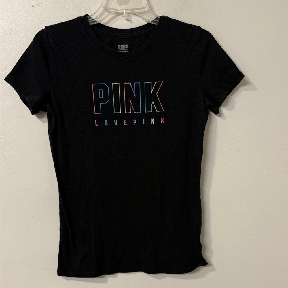 PINK Victoria's Secret Black Logo Tee